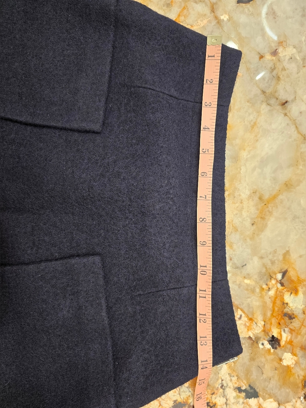 COS navy blue A-line wool mini skirt large front patch pockets 6 - Picture 7 of 9